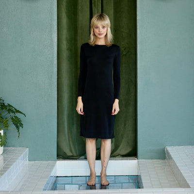 midi slip long sleeves BLACK 2