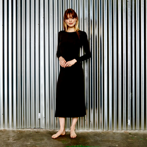 maxi slip long sleeves Black XS/S / Black maxi slip long sleeves Black XS/S / Black